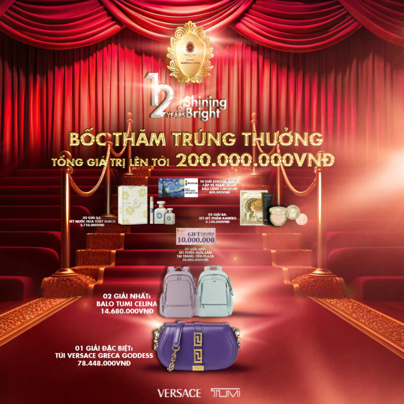 THÔNG BÁO KẾT QUẢ BỐC THĂM TRÚNG THƯỞNG MỪNG KỈ NIỆM SINH NHẬT 12 NĂM CỦA TRÀNG TIỀN PLAZA