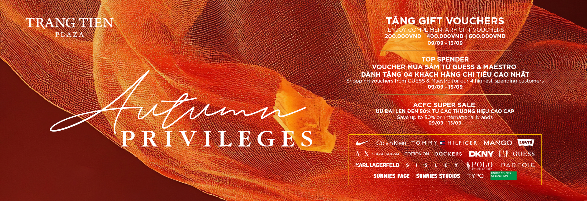 Autumn Privileges | Enjoy Complimentary Gift Voucher When Shopping At Trang Tien Plaza