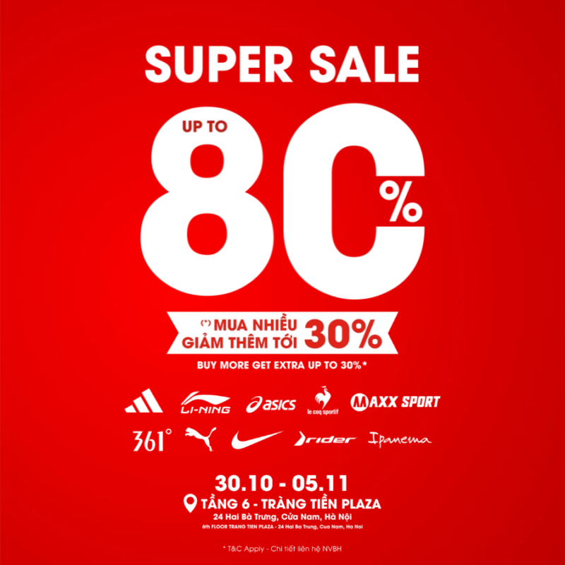 SUPER SALE 2026 CHÍNH THỨC ĐỔ BỘ TẦNG 6, TRÀNG TIỀN PLAZA